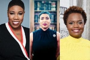 From (L to R) Symone Sanders, Ashley Etienne and Karen Jean-Pierre