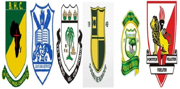 Crests of BIHECO, YAGSHS, ADISCO, PREMPEH COLLEGE, ABUSCO, and TAMASCO